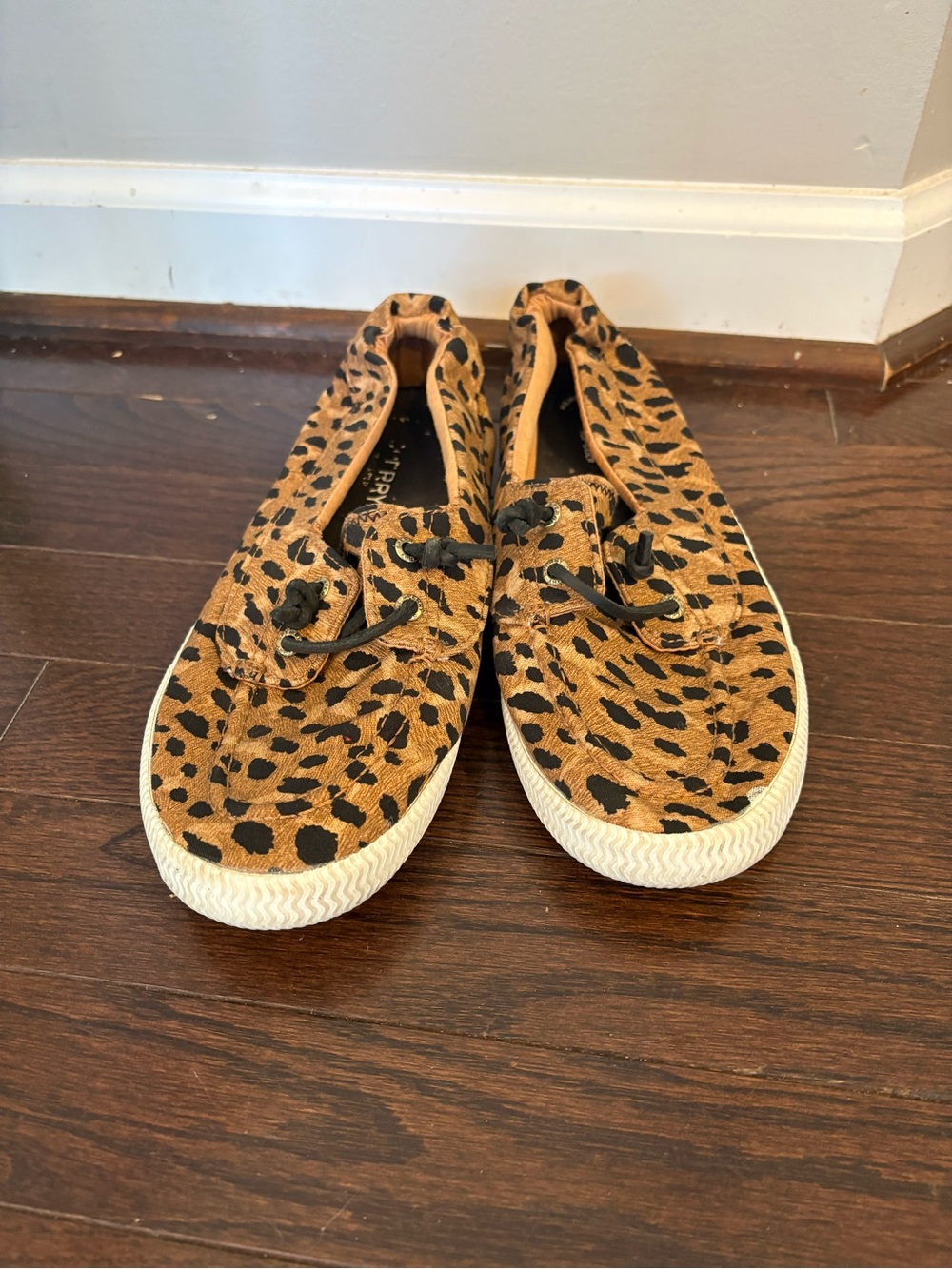 Sperry Leopard Print Slip-On Sneakers - Tan & Black